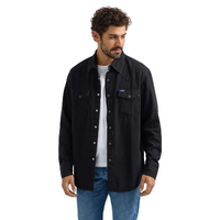 Wrangler Mens Classic Fit L/S Denim Shirt (112361702) Black Denim
