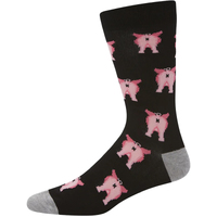 Bamboozld Mens Crazy Pigs Bamboo Socks (BBW22CRAZYPIGSR) Black 7-11 [SD]