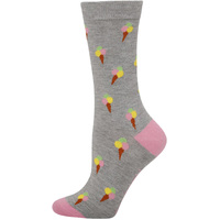 Bamboozld Womens Ice Cream Bamboo Socks (BBS22ICECREAMW) Grey Marle 2-8 [SD]