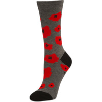 Bamboozld Womens Poppies Bamboo Socks (BBW21POPPIESW) Grey Marle 2-8