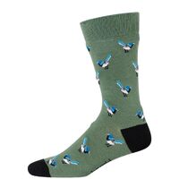 Bamboozld Socks Mens Blue Wren Bamboo Socks (BBS23BLUEWRENR) Khaki 7-11