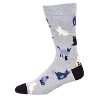 Bamboozld Socks Mens Cats Bamboo Socks (BBW23CATSR) Grey Marble 7-11