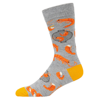 Bamboozld Socks Mens Shrimp On The Barbie Bamboo Socks (BBS24SHRIMPBARBIER) Grey Marle 7-11