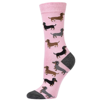 Bamboozld Socks Womens Dash Pups Bamboo Socks (BBS25DASHPUPSW) Pink 2-8