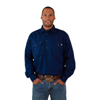 Ringers Western Mens King River Half Button Work Shirt (171110002) Navy