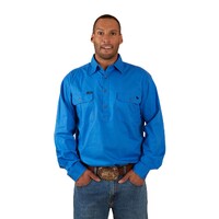 Ringers Western Mens King River Half Button Work Shirt (171110002) Blue