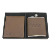 Ritemate Pilbara Leather Wallet and Hip Flask (RMPA009) Brown