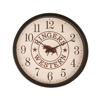 Ringers Western On Time Is Late 16" Wall Clock (725013RW) Antique